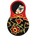 Nesting doll embroidery design featuring colorful traditional dolls, perfect for embellishing various fabric items.