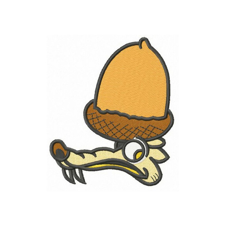 Scrat with acorn embroidery design - Embroidery Design