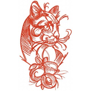 Stylish cat embroidery design - Embroidery Design