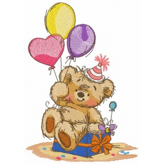Bear's birthday embroidery design - Embroidery Design