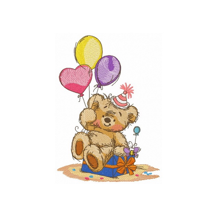 Bear's birthday embroidery design - Embroidery Design