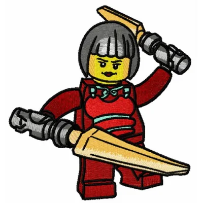 Nya embroidery design featuring Lego-inspired motifs, perfect for stitching on t-shirts or tote bags.