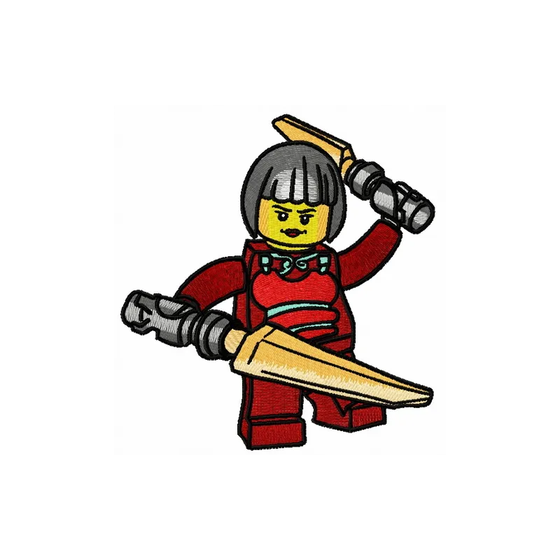 Nya embroidery design featuring Lego-inspired motifs, perfect for stitching on t-shirts or tote bags.