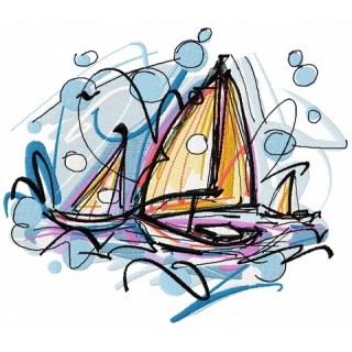 Sailboats embroidery design - Embroidery Design