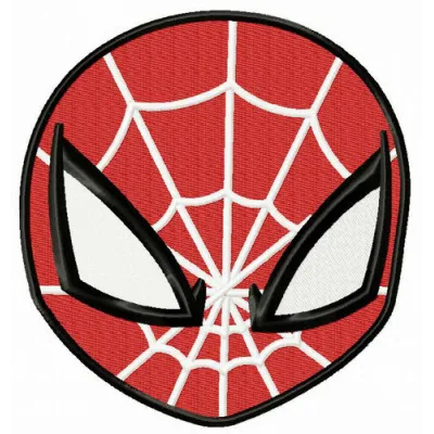 Spiderman mask embroidery design showcasing a vibrant and detailed stitched motif for creative projects.
