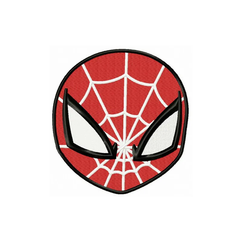 Spiderman mask embroidery design showcasing a vibrant and detailed stitched motif for creative projects.