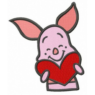 Piglet with Valentine card embroidery design - Embroidery Design
