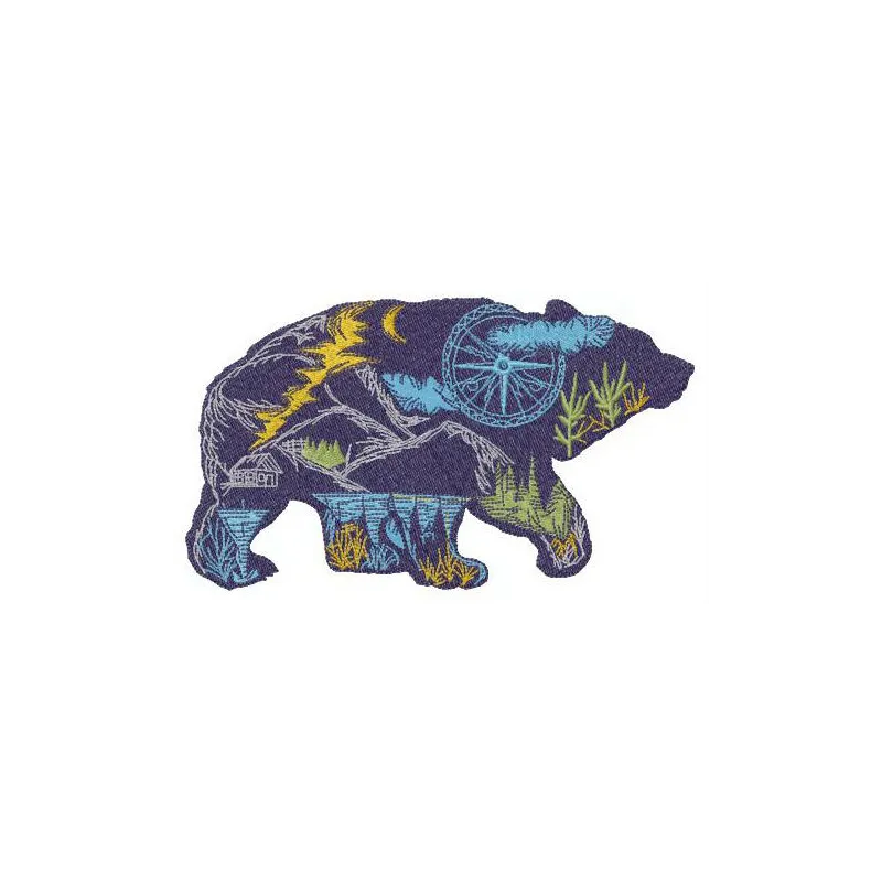 Wandering bear embroidery design showcasing a charming woodland animal pattern for creative stitching projects.