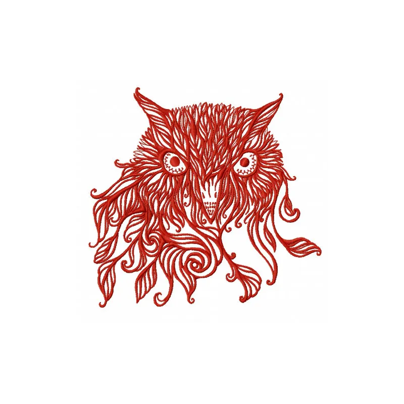 Tribal owl 4 embroidery design showcasing intricate patterns, perfect for embellishing t-shirts and bags.