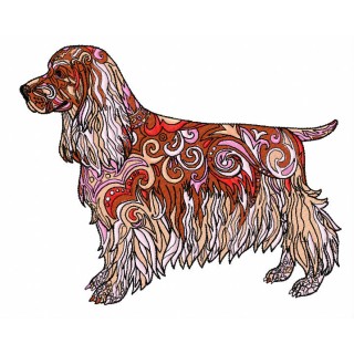 Ornamental English Cocker spaniel embroidery design - Embroidery Design