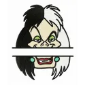 Cruella de Vil monogram embroidery design featuring a stylish and chic stitch pattern for personalized projects.