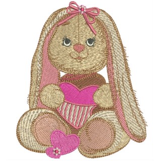 Cute bunny with valentine card embroidery design - Embroidery Design