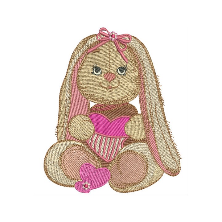 Cute bunny with valentine card embroidery design - Embroidery Design