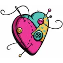Sewing heart embroidery design showcasing intricate stitching patterns for craft projects.