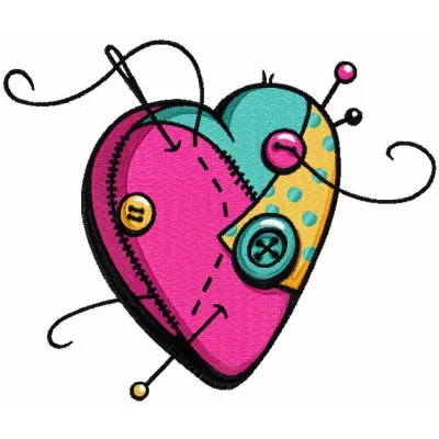 Sewing heart embroidery design showcasing intricate stitching patterns for craft projects.