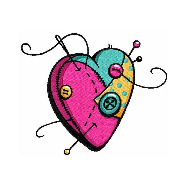 Sewing heart embroidery design showcasing intricate stitching patterns for craft projects.