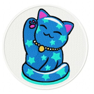 Maneki Neko star kitty embroidery design - Embroidery Design