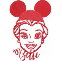 Embroidery design featuring a Mickey Mouse hat inspired by Belle from Beauty and the Beast.