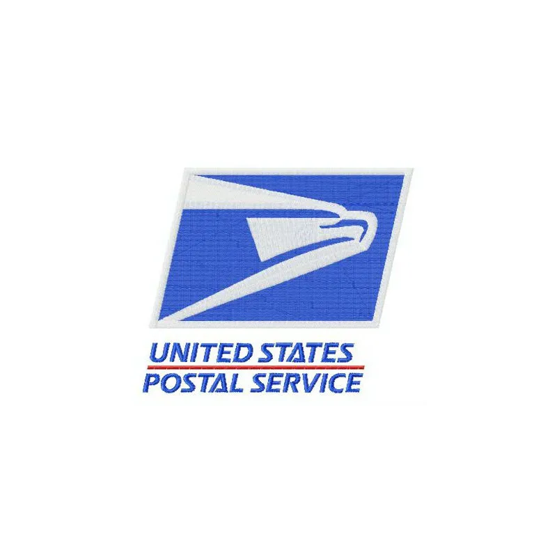 Embroidery design of the United States Postal Service logo for stitching on various fabric items.