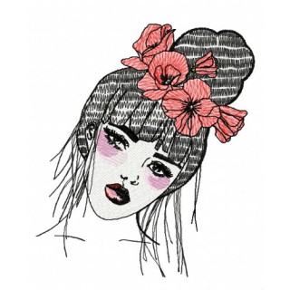 Detached girl embroidery design - Embroidery Design