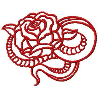 Tribal red rose embroidery design - Embroidery Design