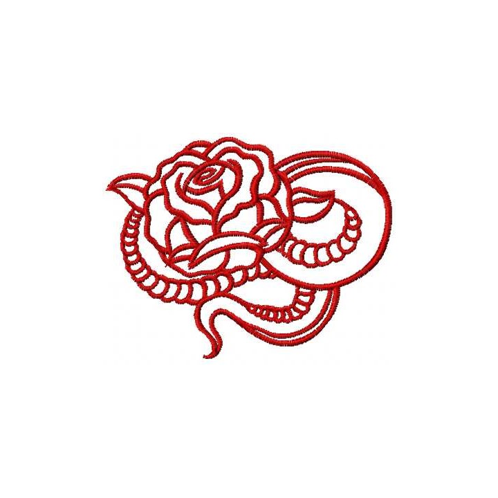 Tribal red rose embroidery design - Embroidery Design