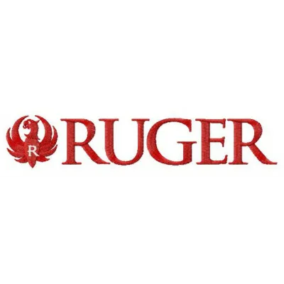 Ruger wordmark logo embroidery design preview showcasing intricate stitching patterns for hobbyists.