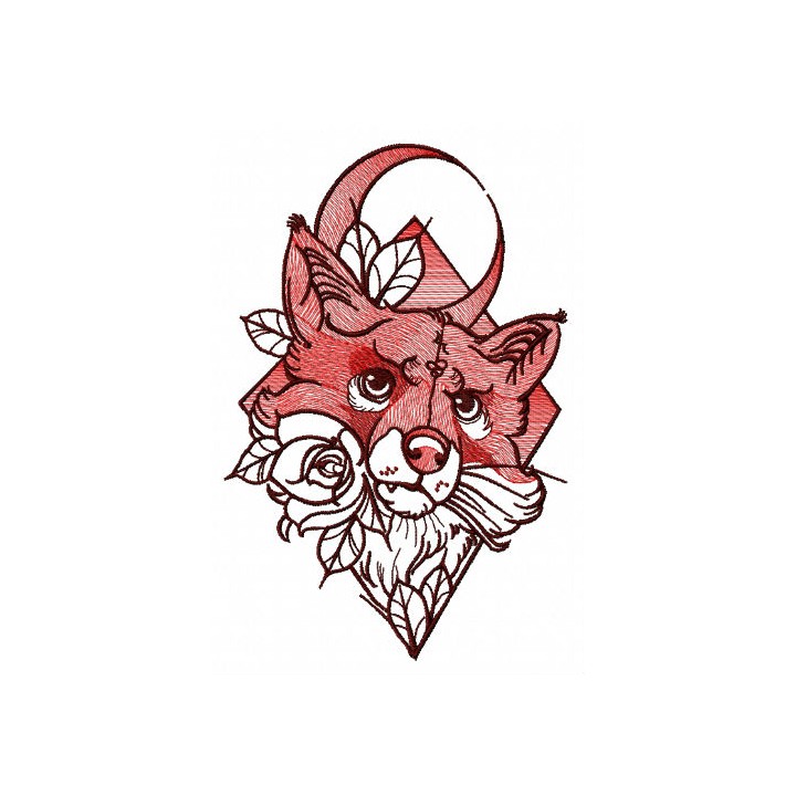 Angry fox embroidery design - Embroidery Design