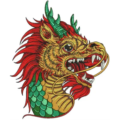 Intricate Chinese dragon embroidery design showcasing detailed stitching patterns for creative projects.