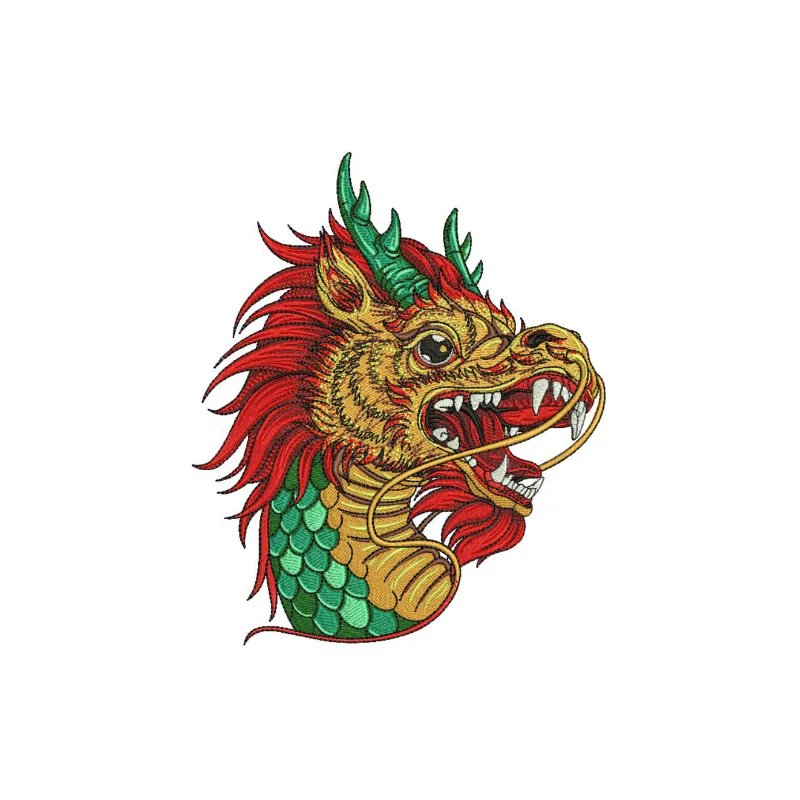 Intricate Chinese dragon embroidery design showcasing detailed stitching patterns for creative projects.