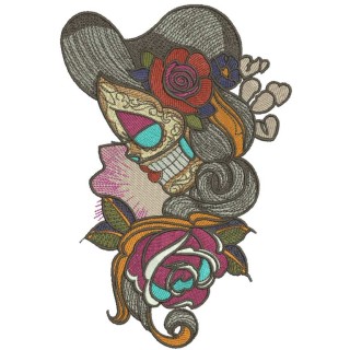 Wild rose girl embroidery design - Embroidery Design