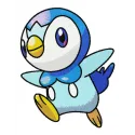 Embroidery design of a whimsical penguin attempting to fly, part of the woodland animals collection.
