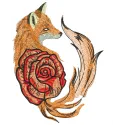 Preview of the Foxy Rose embroidery design featuring a charming fox with floral accents, ideal for creative projects.