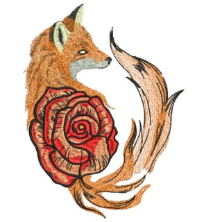 Foxy rose embroidery design - Embroidery Design