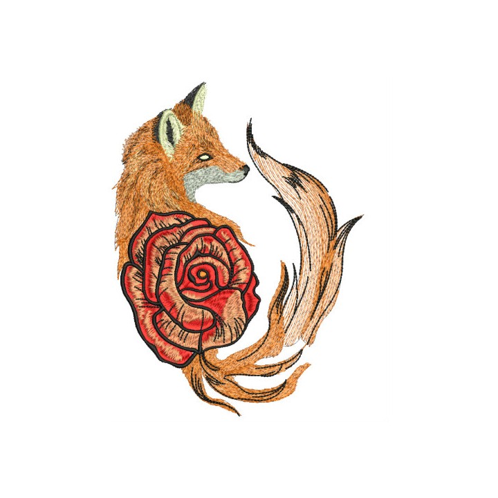 Foxy rose embroidery design - Embroidery Design