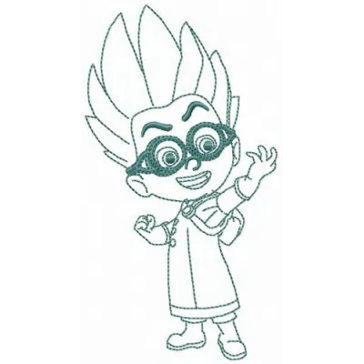 Villain Romeo embroidery design from PJ Mask series, showcasing a colorful and playful stitched motif.