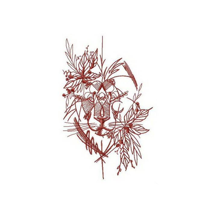 Lion hiding in bushes embroidery design - Embroidery Design