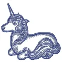 A beautiful embroidery design featuring a unicorn resting, perfect for stitching on t-shirts or baby onesies.