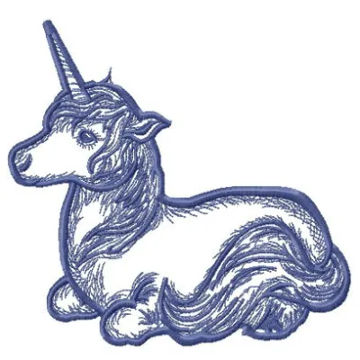 A beautiful embroidery design featuring a unicorn resting, perfect for stitching on t-shirts or baby onesies.