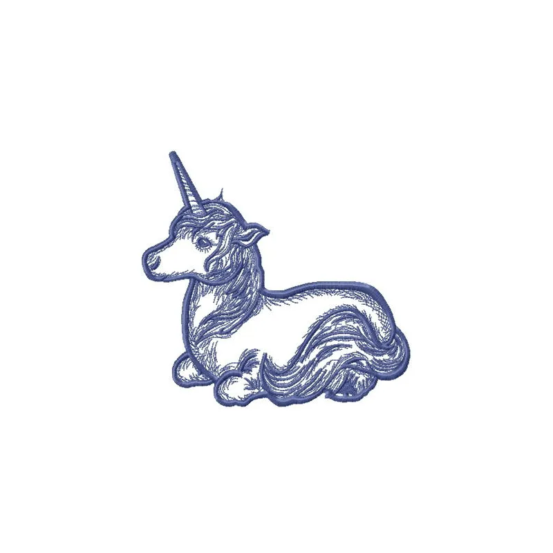 A beautiful embroidery design featuring a unicorn resting, perfect for stitching on t-shirts or baby onesies.