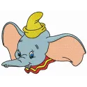 Circus artist Dumbo embroidery design showcasing a whimsical elephant in a colorful circus outfit.