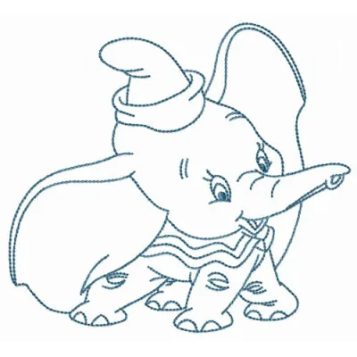 Happy Dumbo embroidery design showcasing an adorable elephant motif, perfect for stitching on baby onesies and blankets.