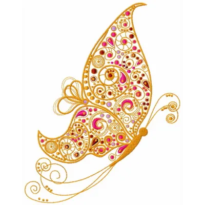 Fancy butterfly 5 embroidery design showcasing a beautifully detailed butterfly motif for creative stitching projects.