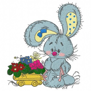 Bunny the florist embroidery design - Embroidery Design