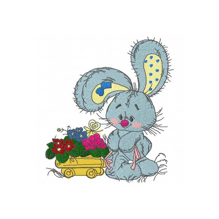 Bunny the florist embroidery design - Embroidery Design