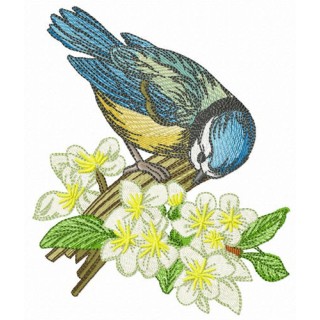 Birdie with hackberry embroidery design - Embroidery Design