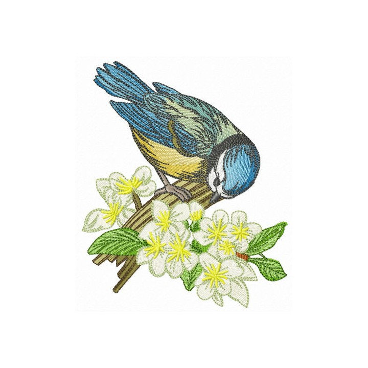Birdie with hackberry embroidery design - Embroidery Design