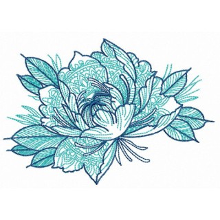 Peony with ornaments embroidery design - Embroidery Design