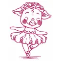 Preview of Piggy's performance embroidery design featuring a charming pig motif, perfect for farm-themed projects.