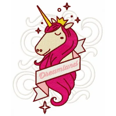 Preview of the Unicorn from Dreamland embroidery design featuring a whimsical unicorn motif for creative stitching.